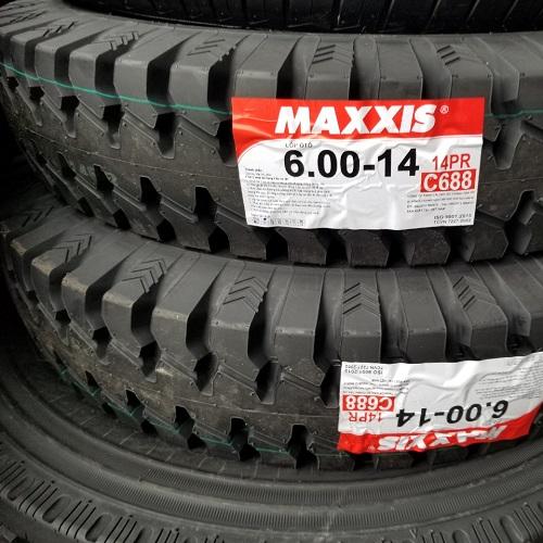 Vỏ lốp 6.00-14 M688 Maxxis 14PR, vỏ lốp 600-14 gai ngang Maxxis