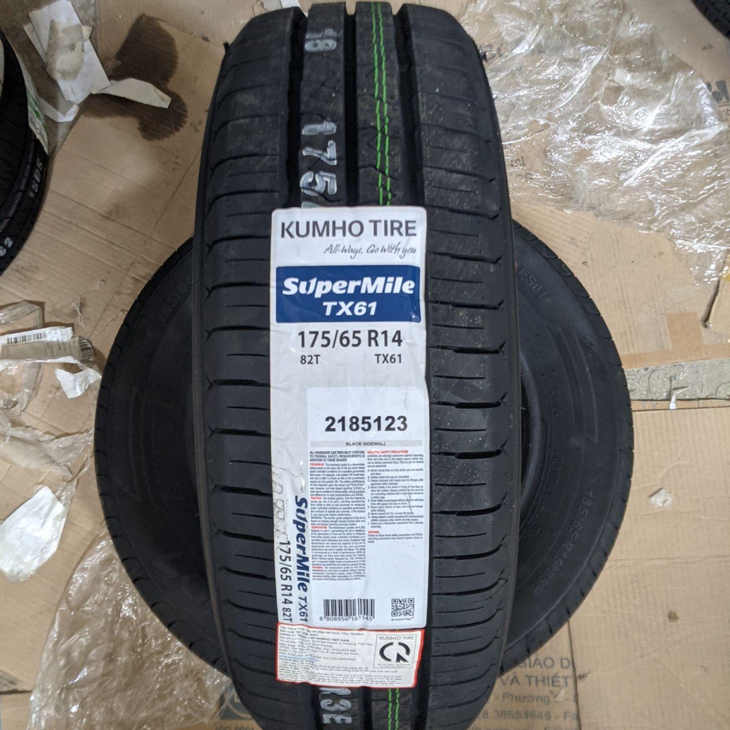 Vỏ lốp 175/65R14 82T TX61 KUMHO VIỆT NAM, vỏ lốp xe Toyota Vios Limo, vỏ lốp xe Toyota Wigo, vỏ lốp xe Honda Brio 1.2G, vỏ lốp xe Mitsubishi Attrage 1.2, vỏ lốp xe mazda 323