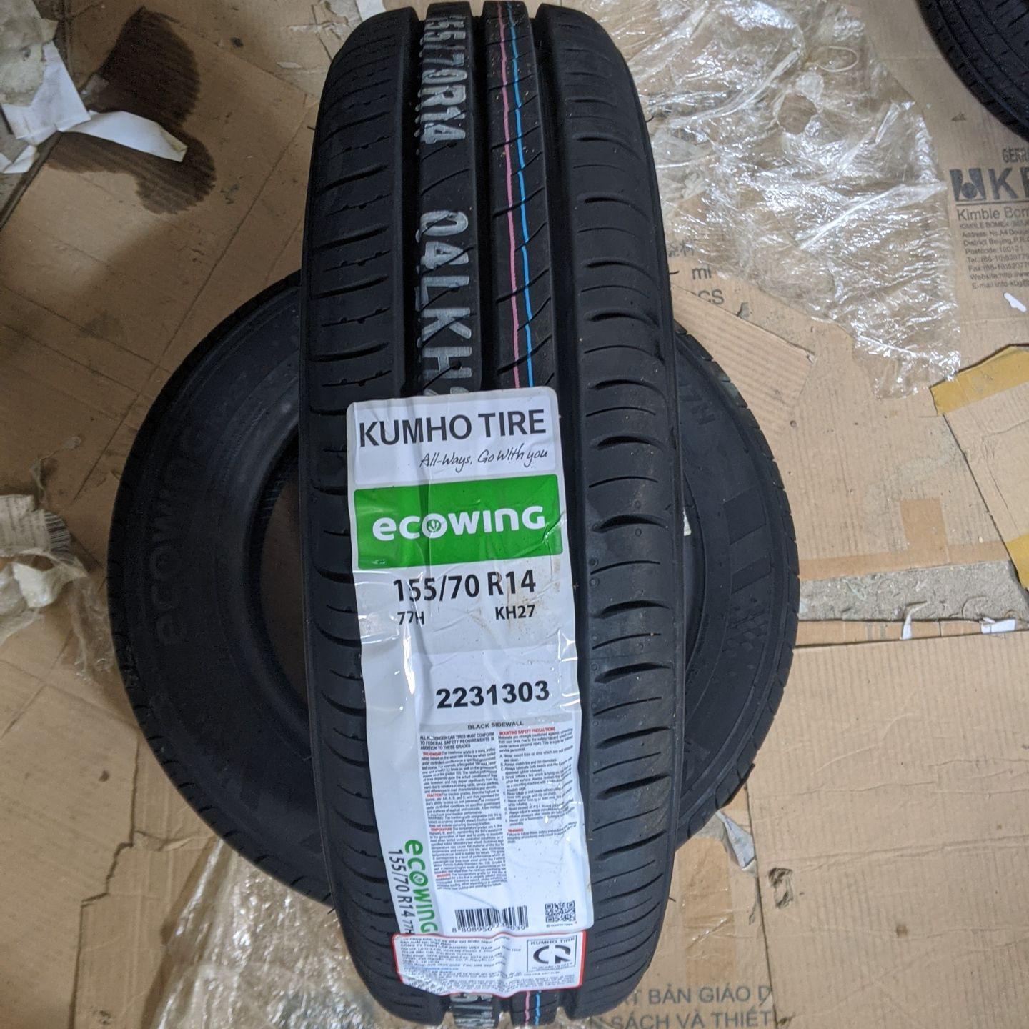 Vỏ lốp 155/70R14 77H KH27 KUMHO VIỆT NAM, vỏ lốp xe Nissan Sunny XL, vỏ lốp xe Kia Soluto 1.4, vỏ lốp xe Hyundai Verna, vỏ lốp xe Volkswagen Polo