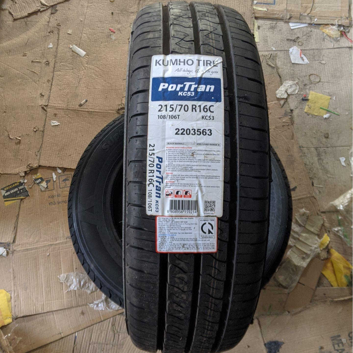 Vỏ lốp 215/70R16C 8PR KC53 KUMHO VIỆT NAM, vỏ lốp ô tô Ford Transit