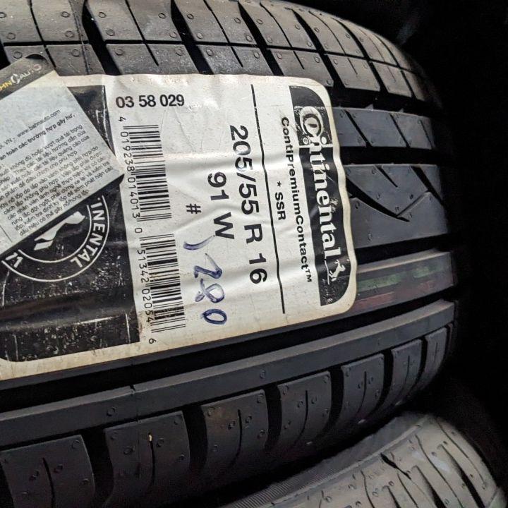 205/55R16 Continental Runflat vỏ lốp Xe: Audi A3, BMW 328i, Daewoo Magnus, Ford Focus 2.0, Ford Mondeo, Honda Civic 2.0, Hyundai Avante Elantra 1.6AT, Hyundai i30, Cerato Signature, Mazda 3 6, Mercedes C180 c200 C240 CLA200