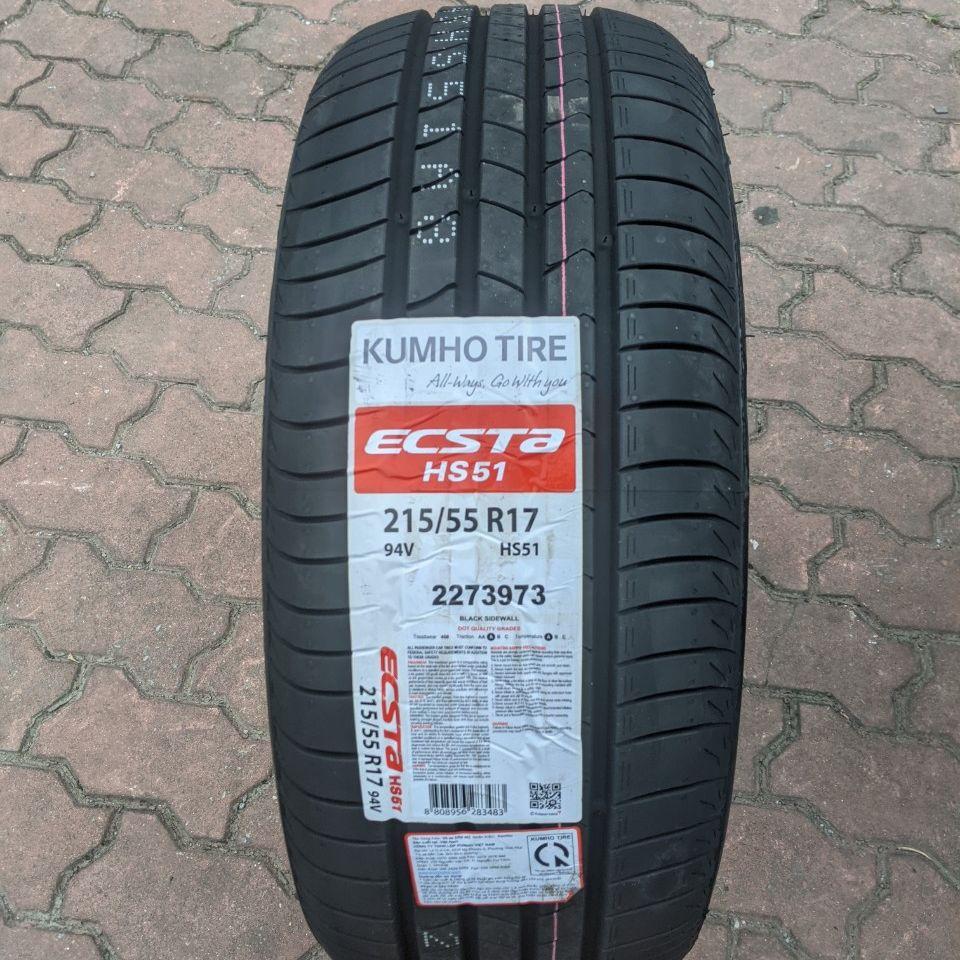 Vỏ lốp 215/55R17 HS51 KUMHO VIỆT NAM, Vỏ lốp ô tô Honda HRV, vỏ lốp ô tô Honda Honda Odyssey, vỏ lốp ô tô Honda Hyundai Kona, vỏ lốp ô tô Honda Kia Optima, Lexus ES350, vỏ lốp Nissan Teana, SUZUKI VITARA, Toyota Camry