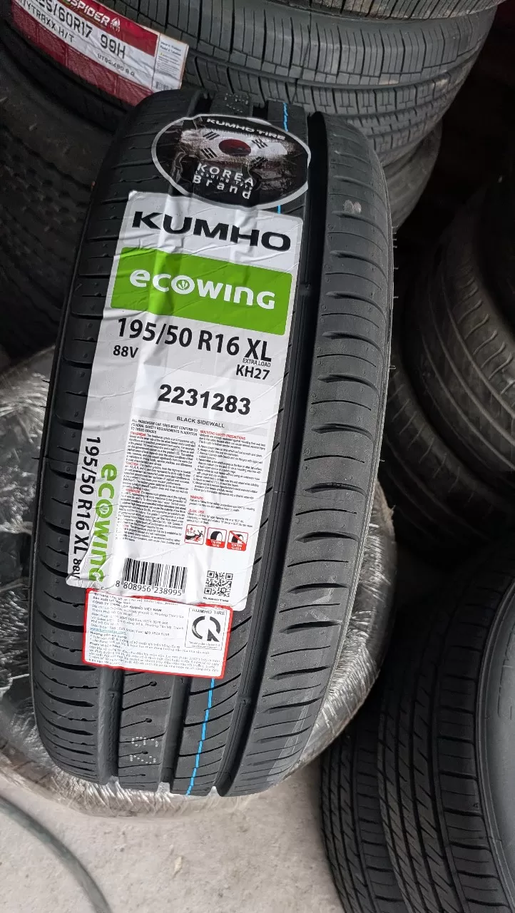 Vỏ lốp 195/50R16 88V KH27 KUMHO VIỆT NAM vỏ lốp Xe: Ford Fiesta, Hyundai Accent 1.4, SUZUKI SWIFT, Yaris 1.5